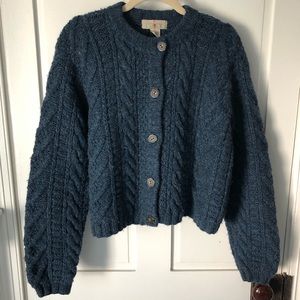 J CREW Vintage Chunky Cableknit Cardigan Sweater M